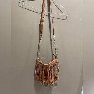 Leather Fringe Bag - Tan